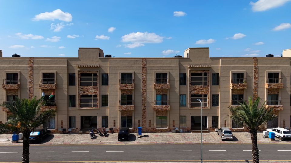 drone aerial view of apartment townhouses
